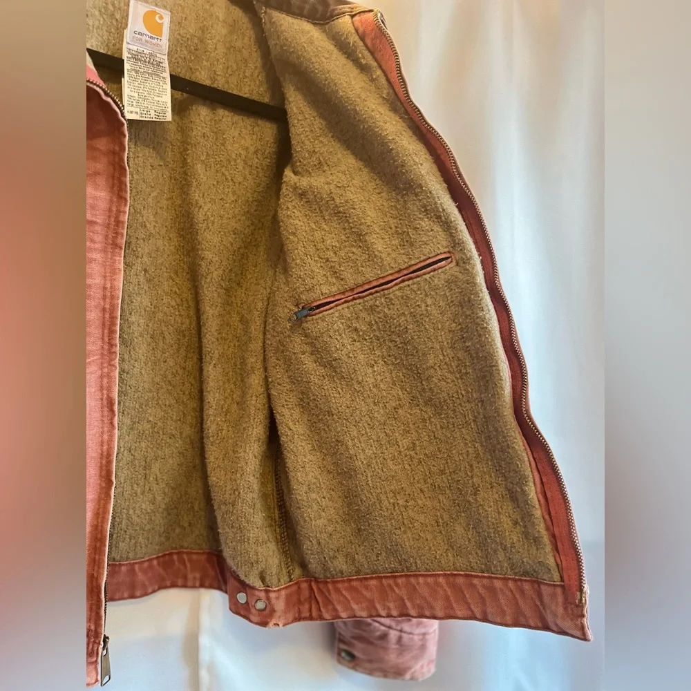 Vintage Carhartt Detroit Jacket Women’s Large/Reg Rose Rare Color WJ097 VRS - Picture 9 of 16